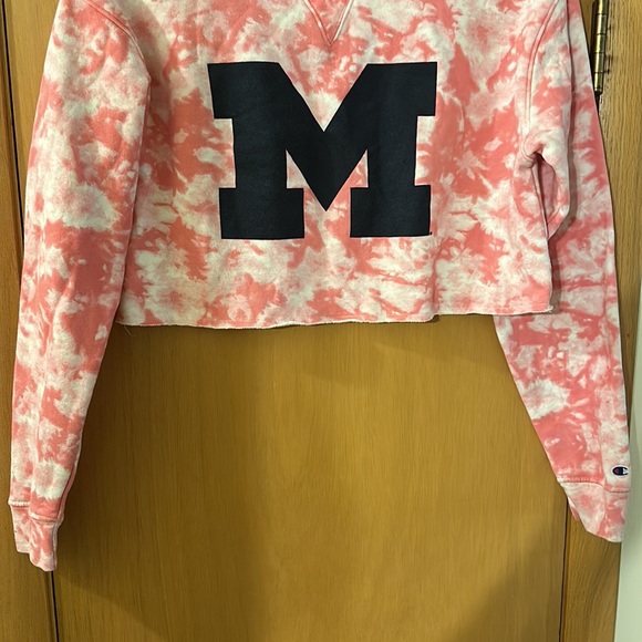 Champion University of Michigan Wolverines Cropped Tie Dye Sweatshirt Medium - Picture 4 of 8
